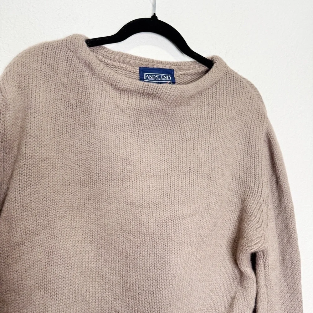 Vintage Lands End 100% Wool Grandpa Sweater Heavy Knit